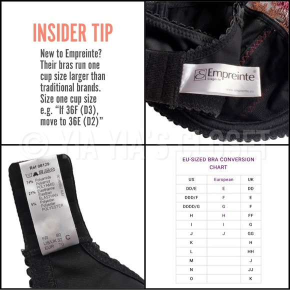 Empreinte 32C Rose 08129 Black/Red Underwire Balcony/Demi Lace Bra - NEW Pin-Up - Picture 15 of 15